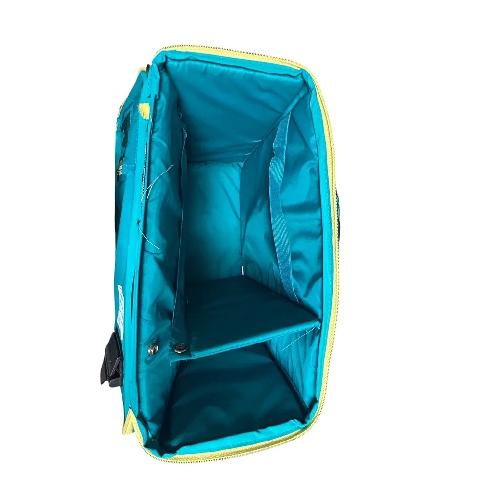 Vintage 90s Wiz Personal Locker Backpack SPI Organizer Geometric Memphis Teal